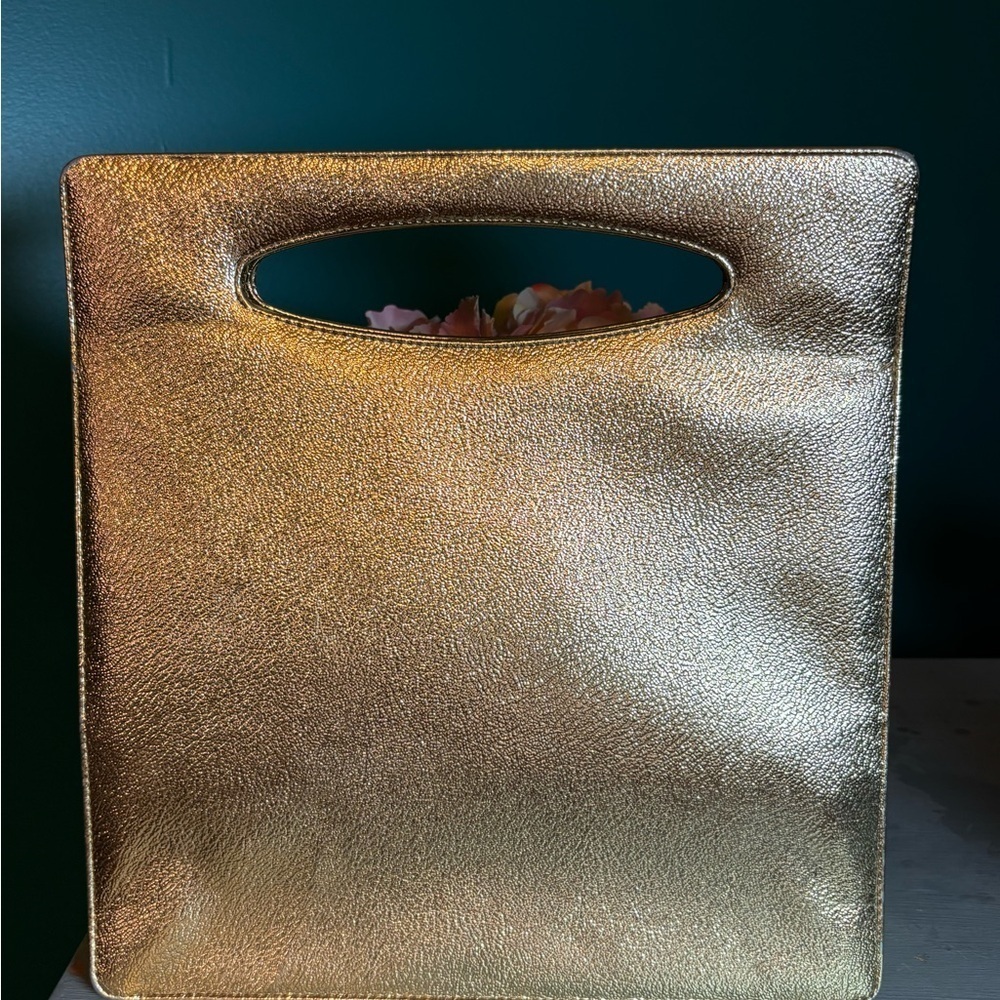 Gold Metallic Clutch with Sleek Minimalist Design - Picture 2 of 5